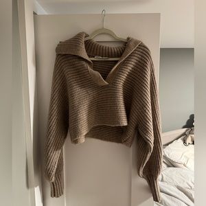 ZARA collared cropped sweater